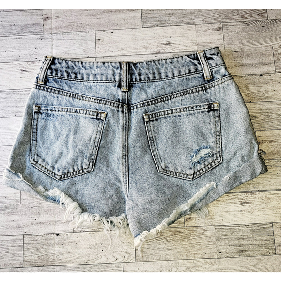 Forever 21 Juniors 27 Distressed Medium Wash Denim Blue Shorts Summer Shorts - Picture 3 of 6